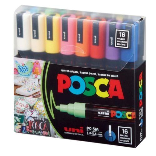 UNİBALL POSCA (1.8-2.5) SU BAZLI BOYAMA MARKÖRÜ 16'lı Set ( N ) (UNİ-PC-5M)/ 16C SET