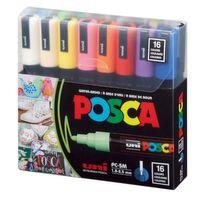 UNİBALL POSCA (1.8-2.5) SU BAZLI BOYAMA MARKÖRÜ 16'lı Set ( N ) (UNİ-PC-5M)/ 16C SET