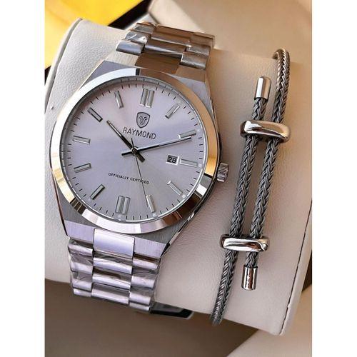 Raymond Nişan Ve Damatlara Özel Çelik Kordon 2 Yıl Garantili 5 Atm Erkek Kol Saati+Bileklik RMD.25