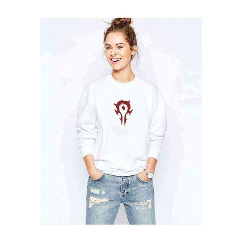Horde Logo Baskılı Beyaz Kadın Sweatshirt