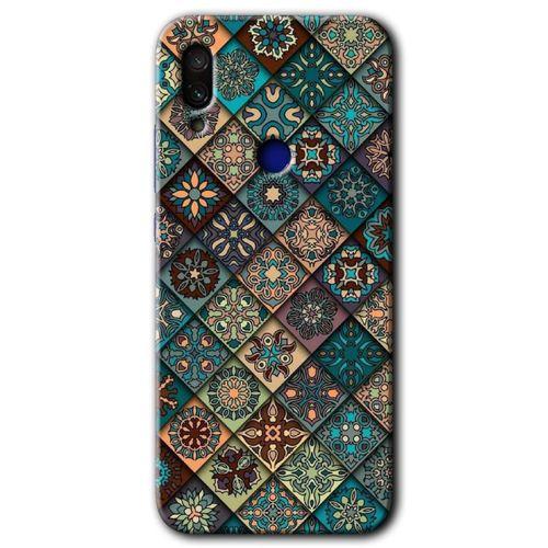 Xiaomi Redmi Note 7 Kılıf HD Desen Baskılı Arka Kapak+Temperli Cam - Mat Mandala