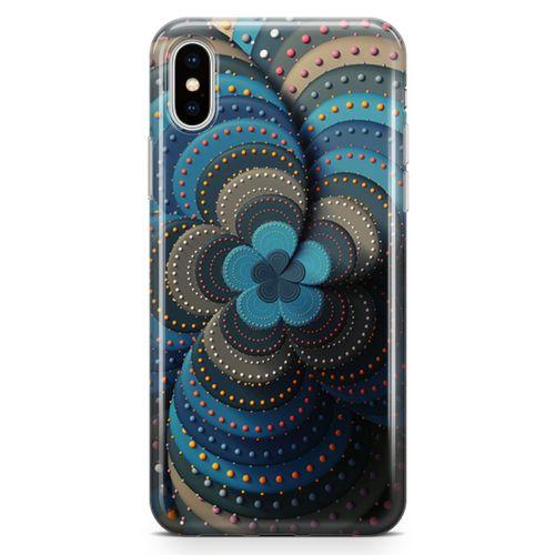 Apple iPhone X Kılıf İnci Taşlı Çiçek Arka Kapak Koruma Desenli Full Koruyucu