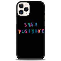 iPhone 12 Pro Kılıf HD Baskılı Kılıf - Stay Positive + Tam Ekran Koruyucu