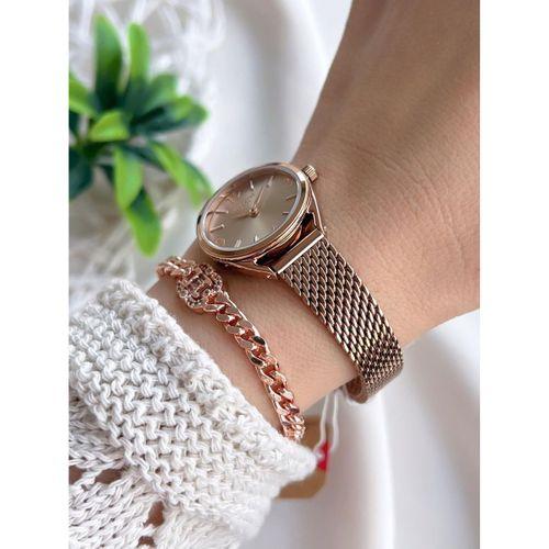 Lee Cooper Çelik Kordonlu 3 Atm Suya Dayanıklı + Bileklik Hediyeli Kadın Kol Saati VS.BLKT.0792