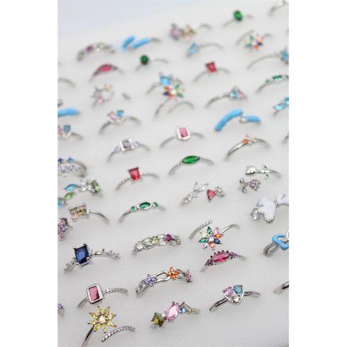 12'li Karışık Prenses Yüzük Seti - Gümüş