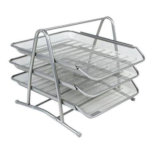 Grı Gümüş Renkli Evrak Rafı 3 Lü Raf 35X29X28Cm