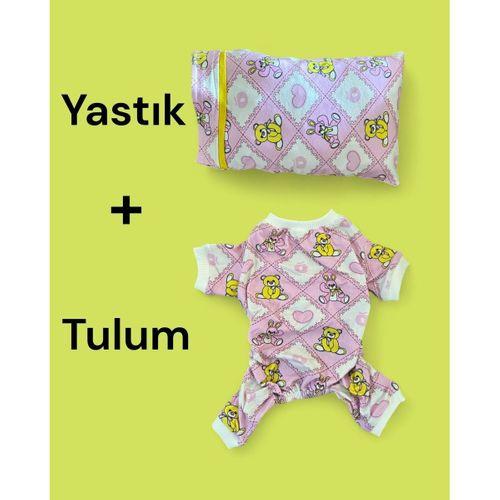 Toad Teddy Penye Tulum Yastık Takım Uyku Set Köpek Tulum Elbise