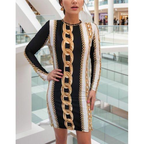 Kadın Uzun Kollu Bisiklet Yaka Scuba Midi Boy Elbise