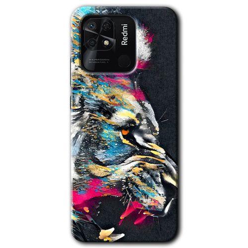 Xiaomi Redmi 10C HD Baskılı Kılıf + 9D Tam Ekran Koruyucu - Colorfull Aslan