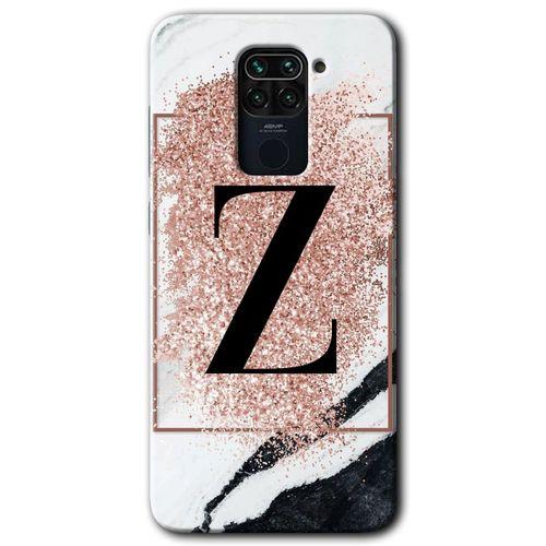 Redmi Note 9 Kılıf HD Desen Baskılı Arka Kapak - Pembe Mermer Desenli Z Harfi