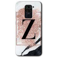 Redmi Note 9 Kılıf HD Desen Baskılı Arka Kapak - Pembe Mermer Desenli Z Harfi