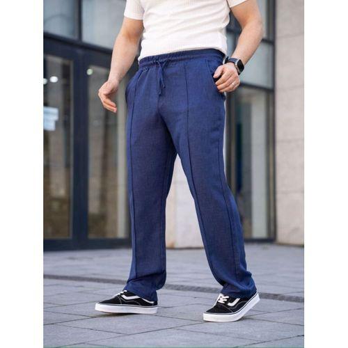 Erkek Keten Cepli Çıma Dikişli Jogger Buggy Pantalon Rahat Kalıp - Lacivert