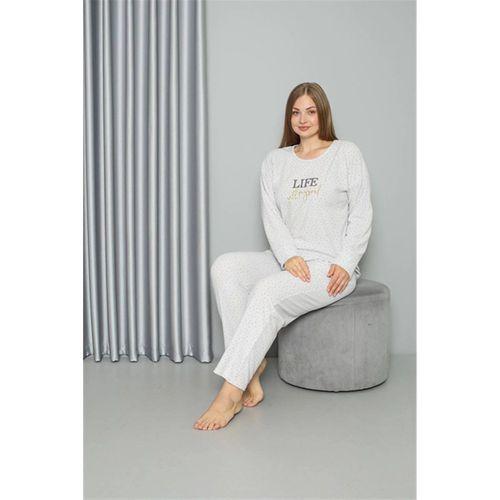 Welsoft Polar Kadın Büyük Beden Pijama Takımı Ekru