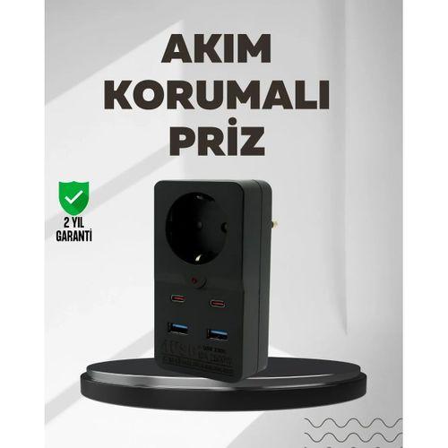 Tip Akım Koruma Prizi 10a 2500w Usb Type C Destekli