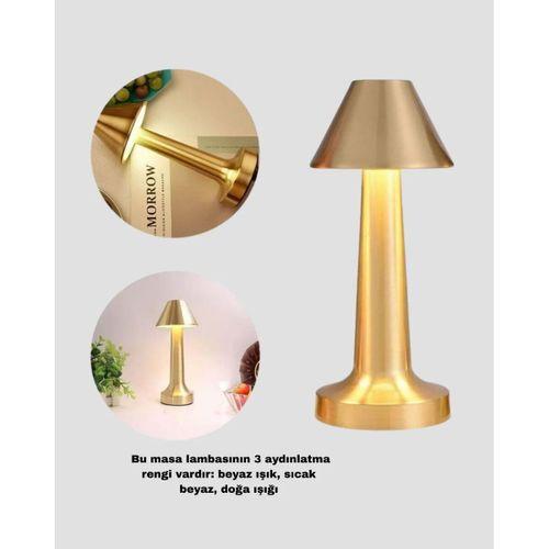 Led Masa Lambası 3 Renk Ayarlı Şarjlı Kablosuz Modern Tasarım