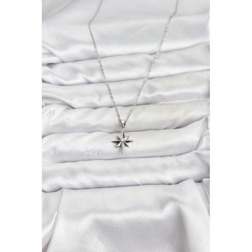 316L Çelik Zincir Gümüş Renk Kutup Yıldızı Model Kadın Kolye