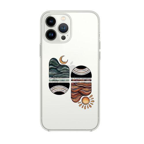 iPhone 13 Pro Max Sunset Wave Desenli Premium Silikonlu Şeffaf Telefon Kılıfı