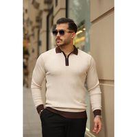 Erkek Kol Ve Yaka Detaylı Uzun Kollu Triko