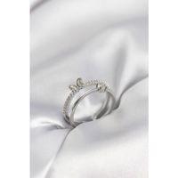 Gümüş Renk 2'li Zirkon Taşlı Kelebek Model Kadın Yüzük