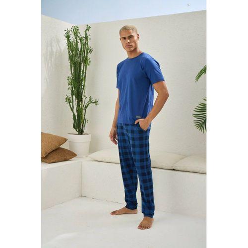 Kly Kısa Kollu Altı Kareli Capucina Rengi Yazlık Erkek Pijama Takımı