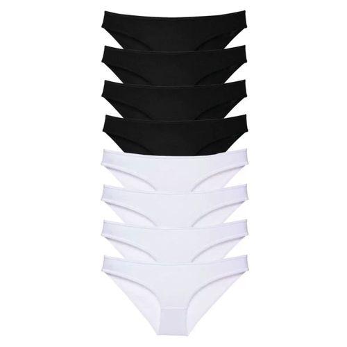 8 Adet Süper Eko Set Likralı Kadın Slip Külot Siyah Beyaz