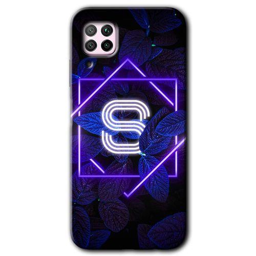 Potkal Hediye Fabrikası Huawei P40 Lite HD Baskılı Kılıf + 9D Tam Ekran Koruyucu - Dark Neon Yaprak S Harfi