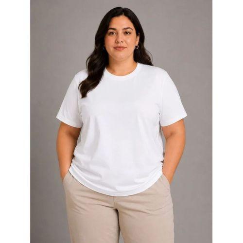 Battal Big Size Basic Tişört Bisiklet Yaka Rahat Kalıp T-Shirt - Beyaz