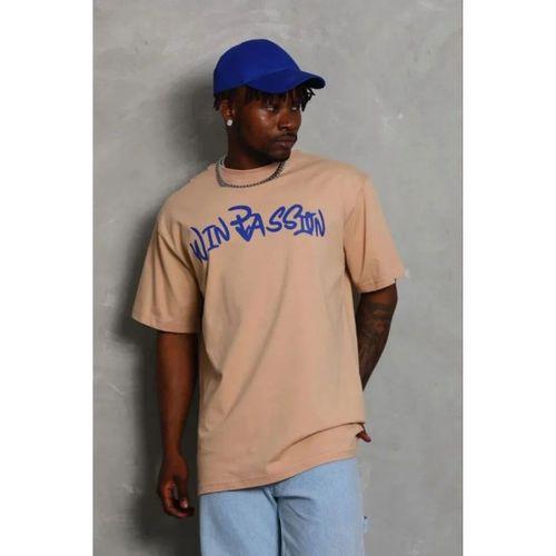 Erkek Baskılı T-Shirt Kısa Kol Bisiklet Yaka Regular Fit Rahat Kalıp Günlük Tişört - Bej