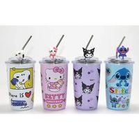 Popüler Karakter Figürlü Isı Muhafazalı Metal Pipetli Çelik Kupa Alk4430