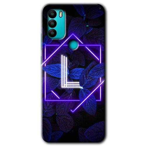 General Mobile GM 21 Plus Kılıf HD Desen Baskılı Arka Kapak + Temperli Cam - Dark Neon Yaprak L Harfi