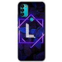 General Mobile GM 21 Plus Kılıf HD Desen Baskılı Arka Kapak + Temperli Cam - Dark Neon Yaprak L Harfi