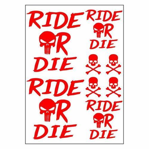 SEVGENT A4 Sticker 124 Tek Paket Çoklu Ride Or Die Kırmızı