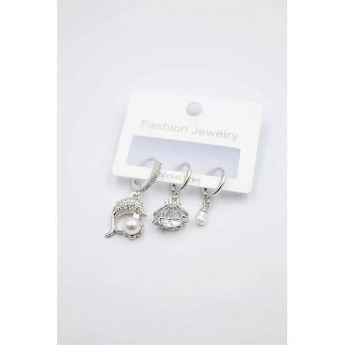 3'lü Yunus Balığı Küpe - Gümüş