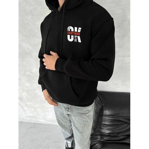 Oversize Üç İplik Kapşonlu SweatShirt - Siyah