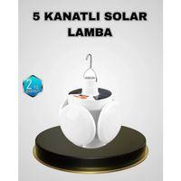 5 Kanatlı Solar Kamp Lambası – Usb Şarjlı, Taşınabilir, Ip65 Su Geçirmez Bahçe Lambası