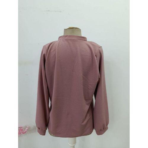 Kadın Uzun Kollu önden Düğmeli Hakim Yaka Ithal Krep Bluz