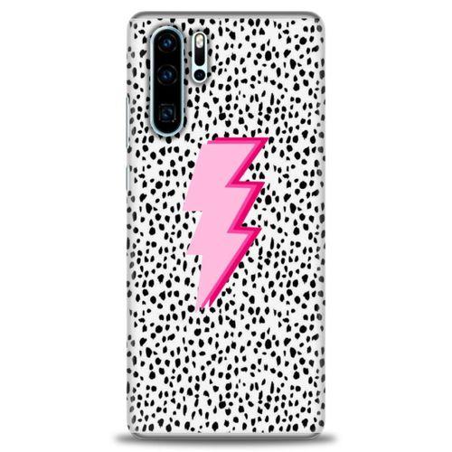 Huawei P30 Pro Kılıf HD Baskılı Kılıf - Pembe Şimşek + Tam Ekran Koruyucu