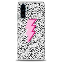 Huawei P30 Pro Kılıf HD Baskılı Kılıf - Pembe Şimşek + Tam Ekran Koruyucu
