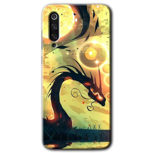 MRCİLETİSİM Xiaomi Mi 9 Kılıf Baskılı Kapak - Digital Dragon + 5D Tam Kaplayan Cam