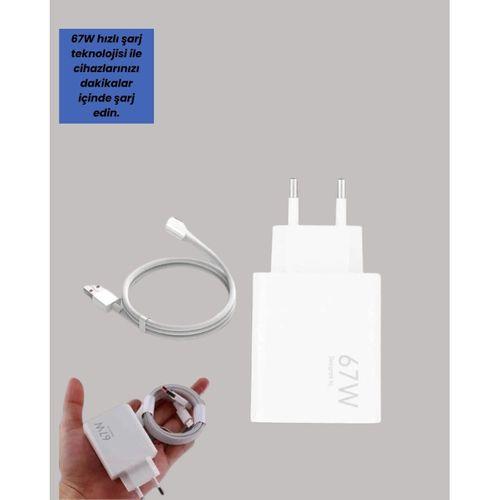 Güvenli Ve Hızlı Şarj İçin 67w Turbo Adaptör Type-c Kablo İle