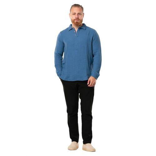 Uzun Kol Double Müslin Erkek Sonbahar ve Kışlık Sweatshirt İndigo indg