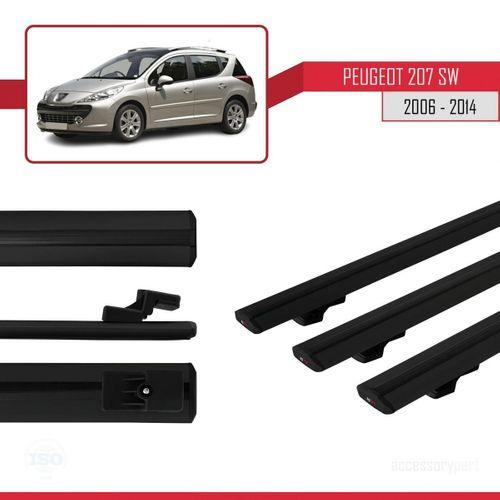 Peugeot 207 SW 2006-2014 Arası ile uyumlu Basic Model Ara Atkı Tavan Barı SİYAH 3 ADET