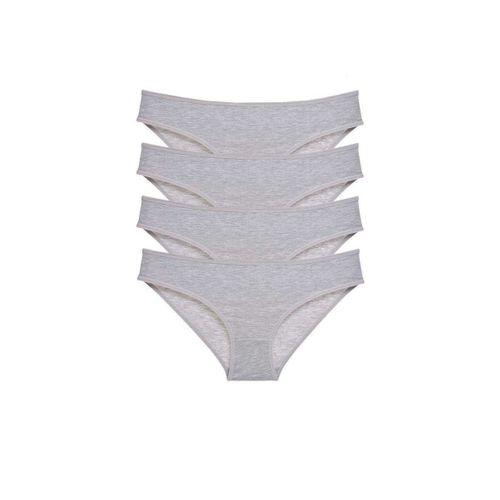 4 Adet Süper Eko Set Likralı Kadın Slip Külot Gri