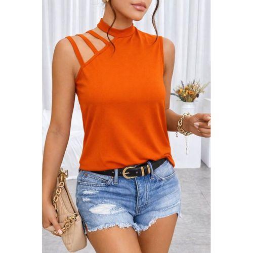 Kadın Omuzdan şerit Detaylı Yarı Balıkçı Yaka Viskon Bluz