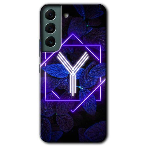 Samsung Galaxy S22 Plus Kılıf HD Desen Baskılı Arka Kapak - Dark Neon Yaprak Y Harfi