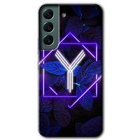 Samsung Galaxy S22 Plus Kılıf HD Desen Baskılı Arka Kapak - Dark Neon Yaprak Y Harfi