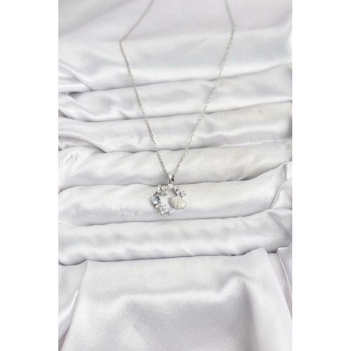 316L Çelik Zincir Gümüş Renk Deniz Tema Model Zirkon Taşlı Kadın Kolye