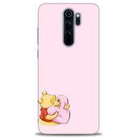 Xiaomi Redmi Note 8 Pro Kılıf HD Baskılı Kılıf - Winnie the Pooh Kalpli + Tam Ekran Koruyucu