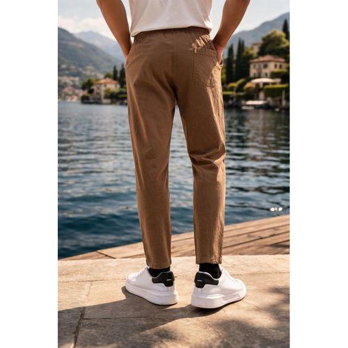 Meridian Kumaş Relaxed Fit %100 Pamuklu Jogger Erkek Yazlık Eşofman Altı Pantolon - Tiramisu