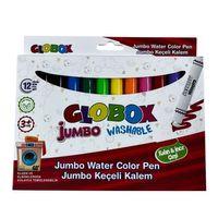 GLOBOX JUMBO YIKANABİLİR KEÇELİ KALEM 12 Renk